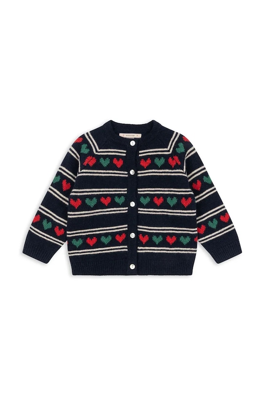Детский кардиган с добавлением шерсти BELOU KNIT CARDIGAN Konges Sløjd, темно-синий — фото 2