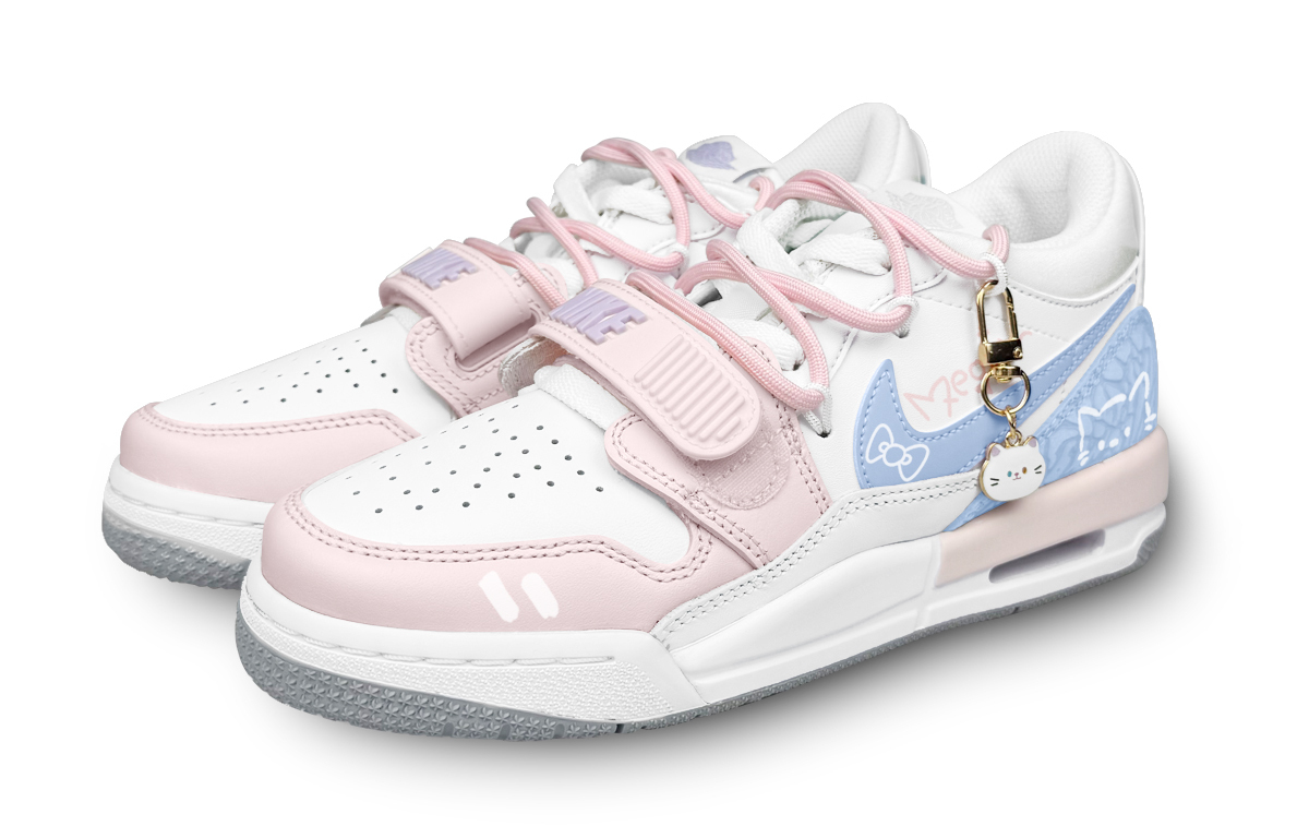 Legacy 312 Low top детские скейтбординговые кроссовки розовый синий подростки Jordan, белый — фото 4