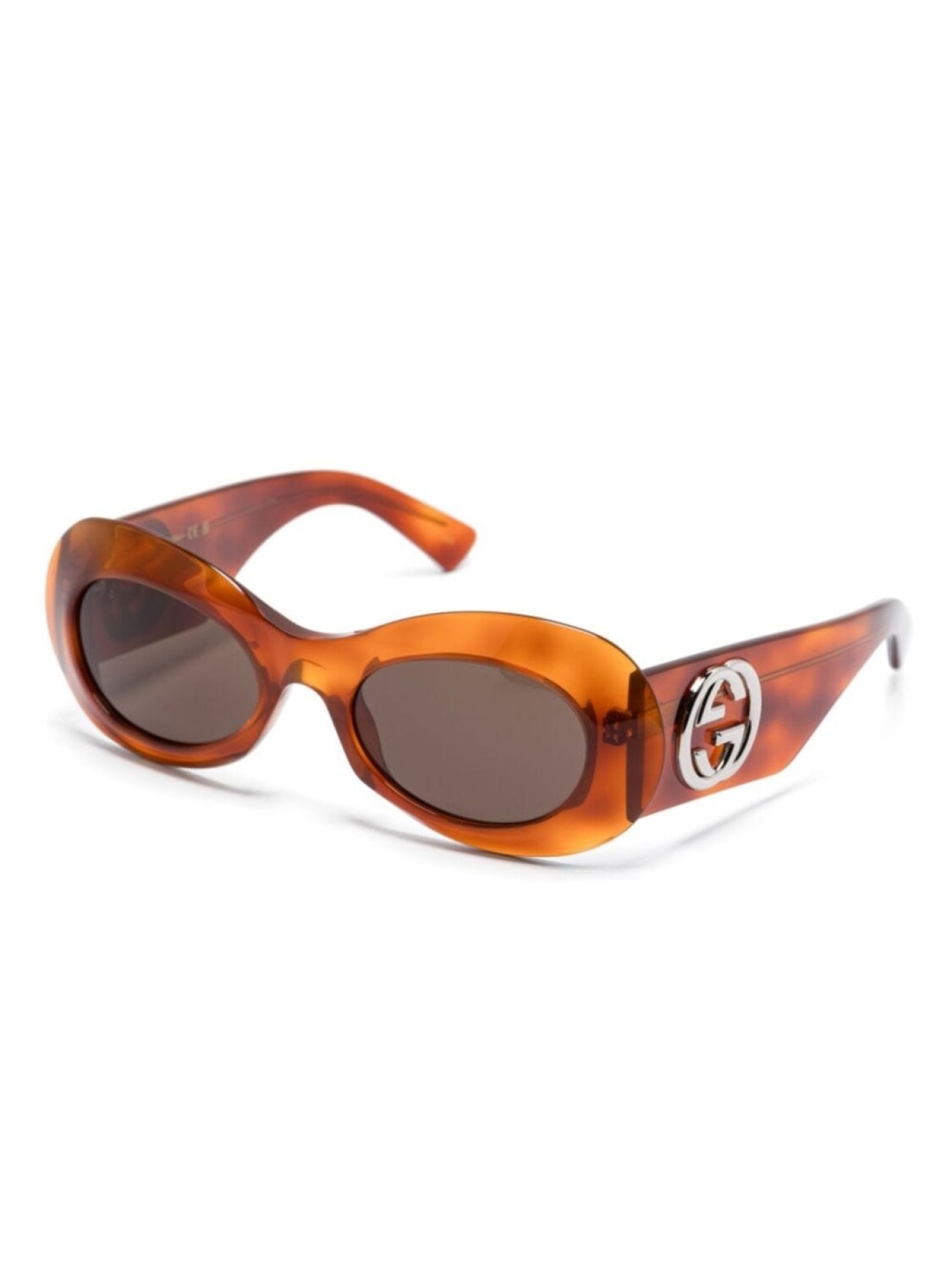 Солнцезащитные очки Gucci Eyewear в овальной оправе, коричневый — фото 2