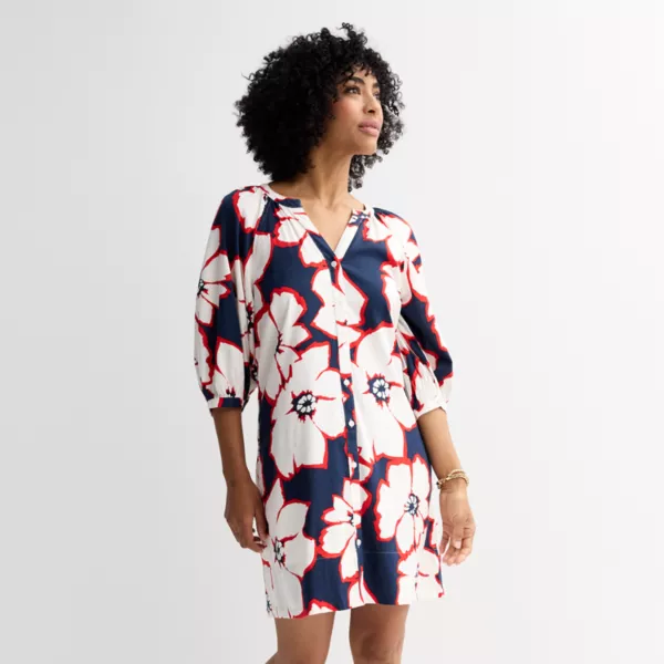 

Женское платье-рубашка на пуговицах Sonoma Goods For Life, цвет navy brush floral