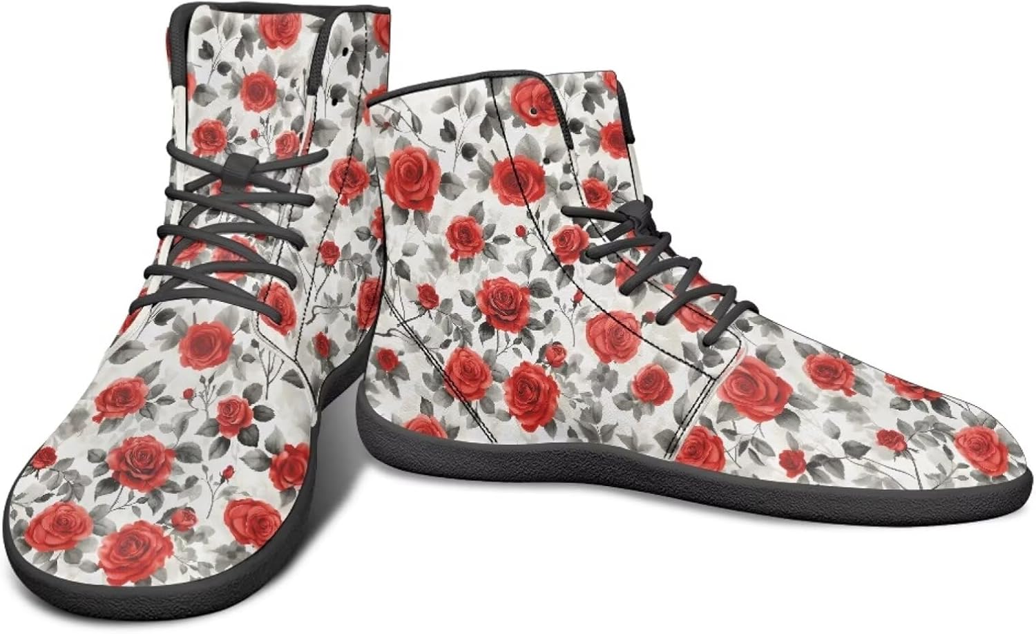 

Высокие кроссовки с цветочным узором и нулевым перепадом для мужчин и женщин, легкие минималистичные обувь для бега и походов Watdotory, красный