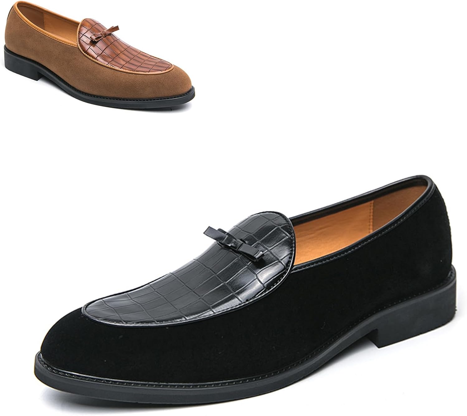 

Мужские замшевые слипоны-оксфорды, ретро британский стиль, офисные деловые туфли-оксфорды, подходят для свадебных шаферов Difaback, черный