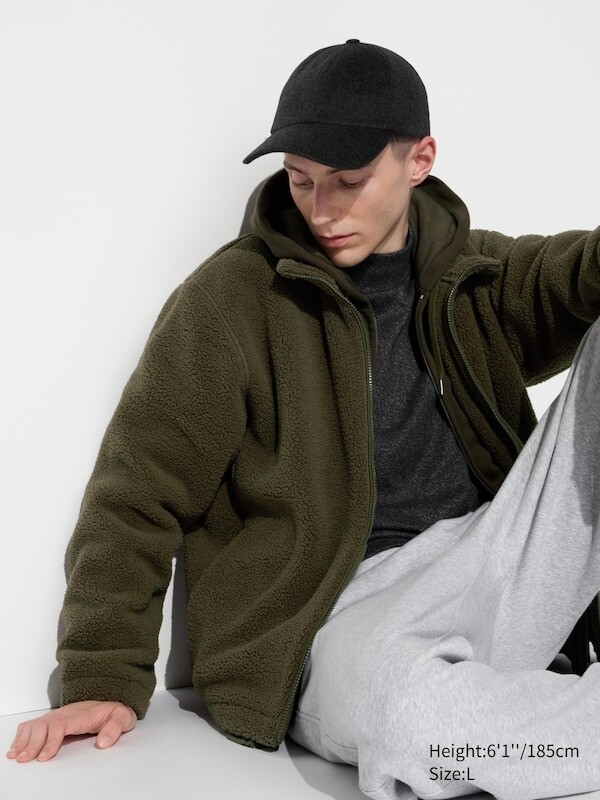 

Флисовая куртка на молнии с ворсистой подкладкой Uniqlo, зеленый