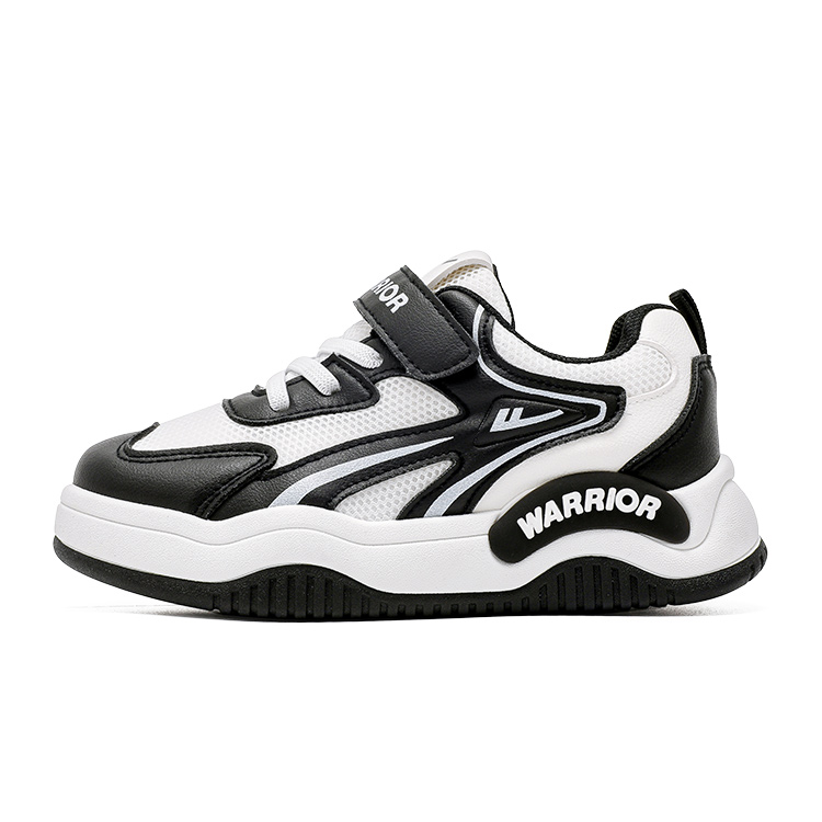 

Абразивоустойчивые легкие амортизирующие нескользящие низкие детские кроссовки для скейтбординга Kids' WARRIOR, белый черный
