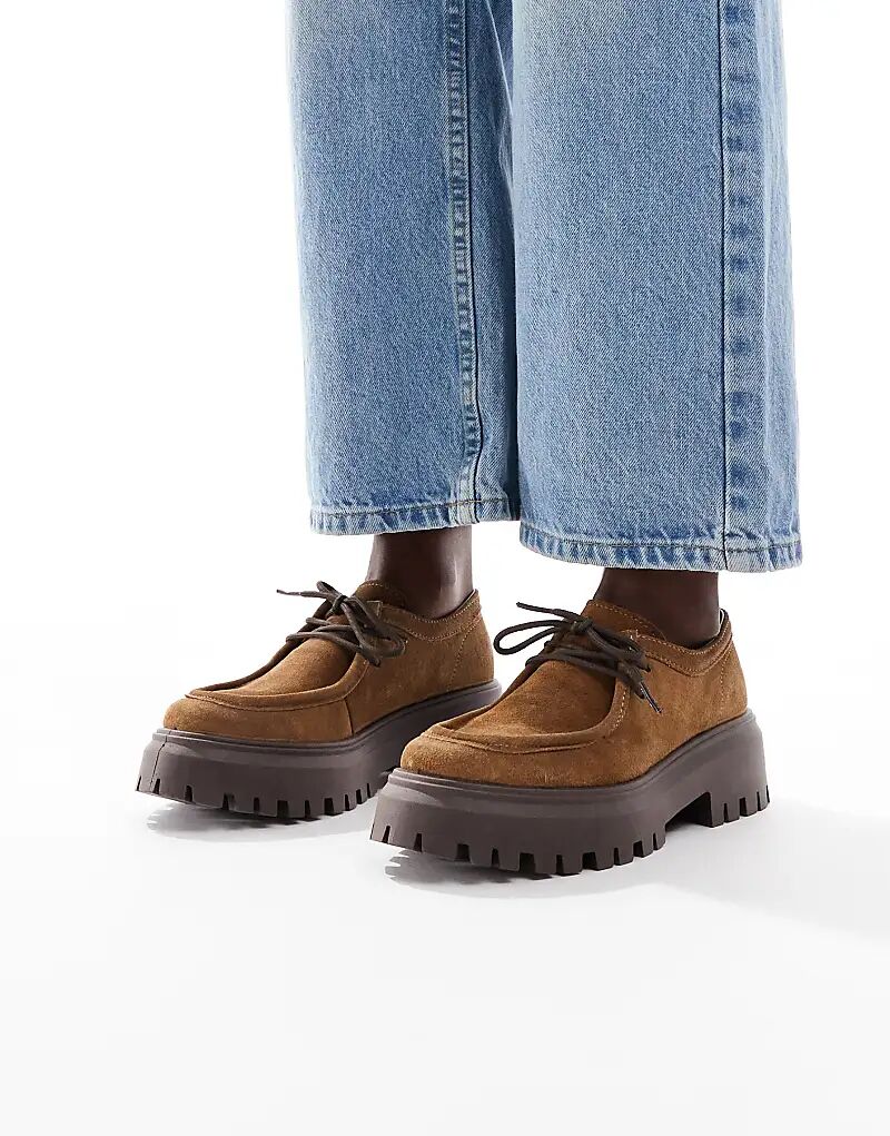 Массивные туфли на шнуровке Schuh Lyrica из светло-коричневой замши