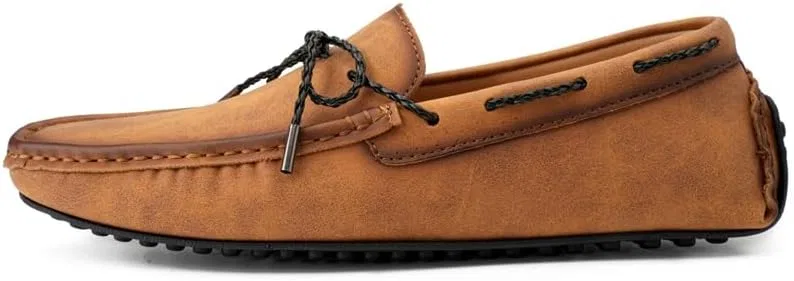 Лоферы кожаные Men's Loafers Shoes Vegan Leather Boat Shoes Venetian Loafers Slip Resistant Flat Heel Flexible Outdoor Prom Slip-on, Коричневый SayfuR — фото 2
