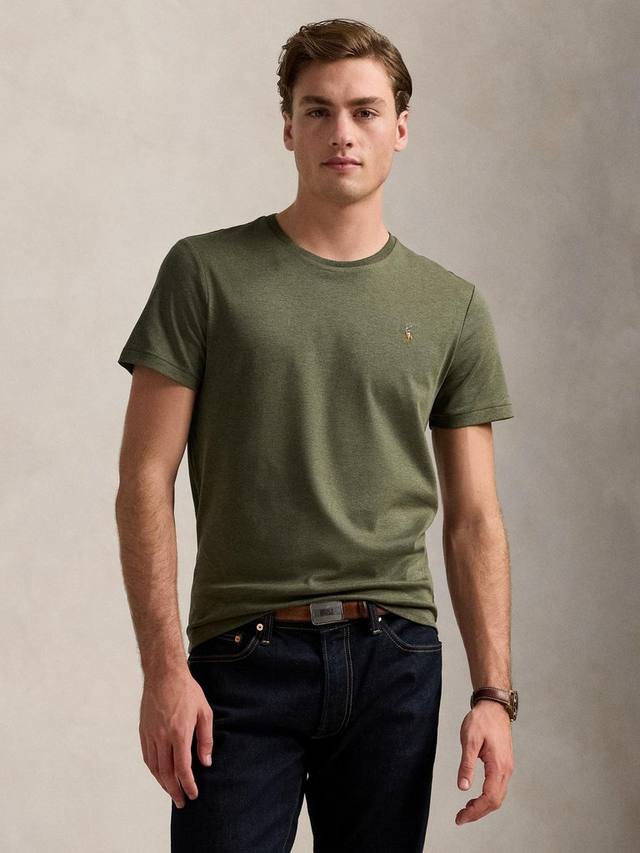 

Хлопчатобумажная футболка поло на заказ slim fit с коротким рукавом Ralph Lauren, цвет Service Green Htr