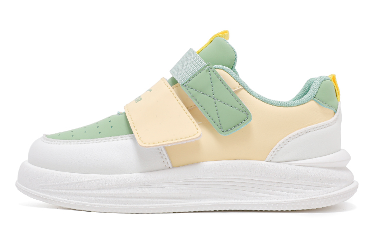 

Антискользящие износостойкие водонепроницаемые поддерживающие низкие детские скейтбординговые кроссовки Warrior, белый/желтый/зеленый