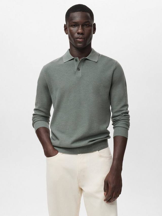 

Длинный рукав поло теннисная футболка Mango, Medium Green