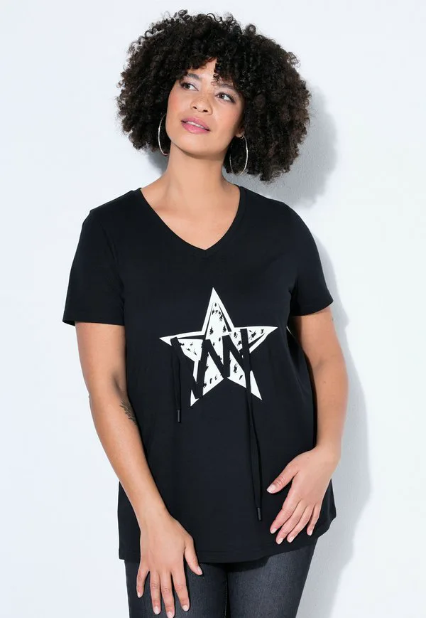 

Футболка с принтом komfort fit stern mit zierbändern Angel Of Style, Black, Черный, Футболка с принтом komfort fit stern mit zierbändern Angel Of Style, Black