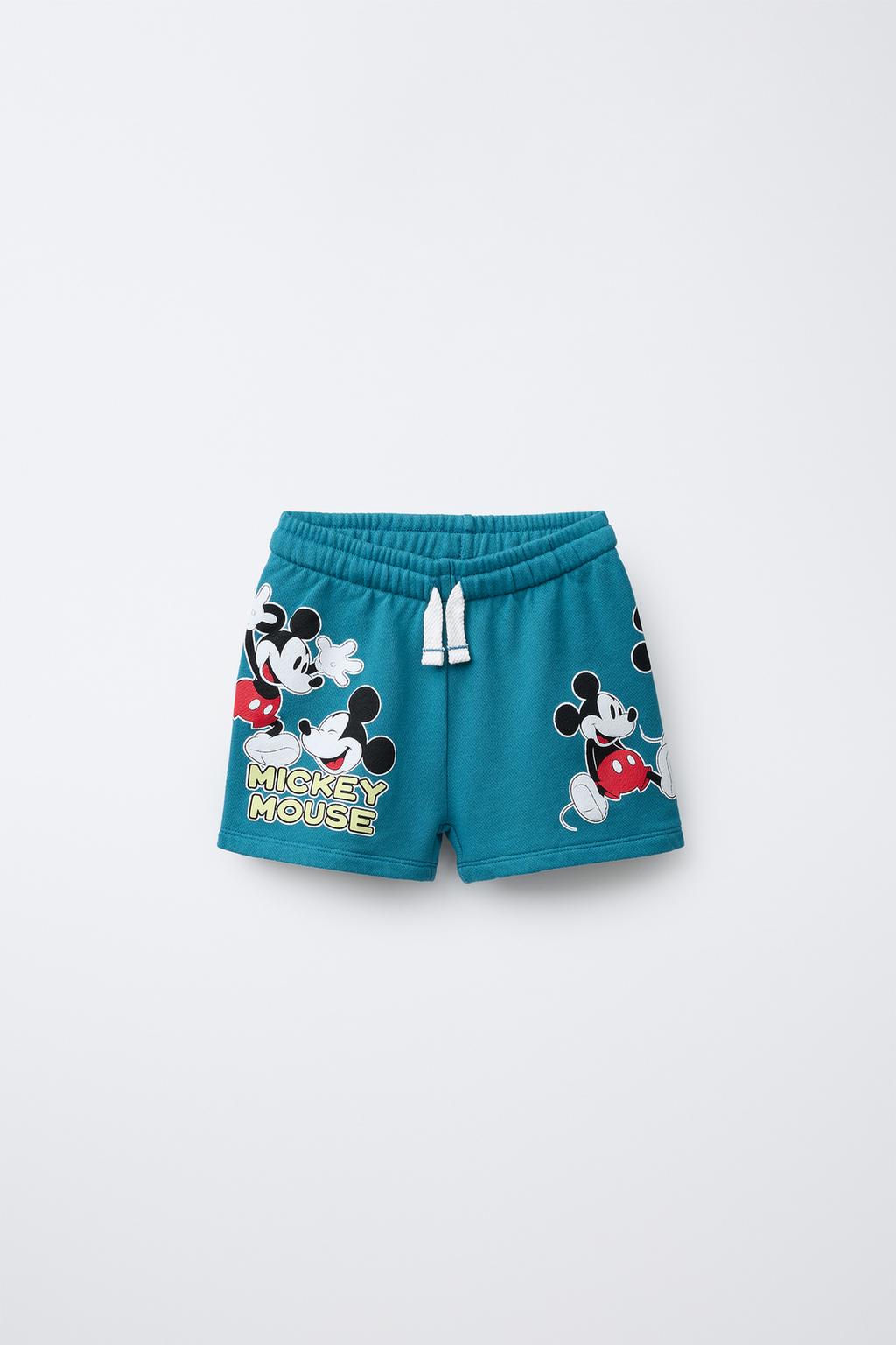 

Микки маус плюшевые шорты- бермуды disney ZARA, цвет Light petrol blue