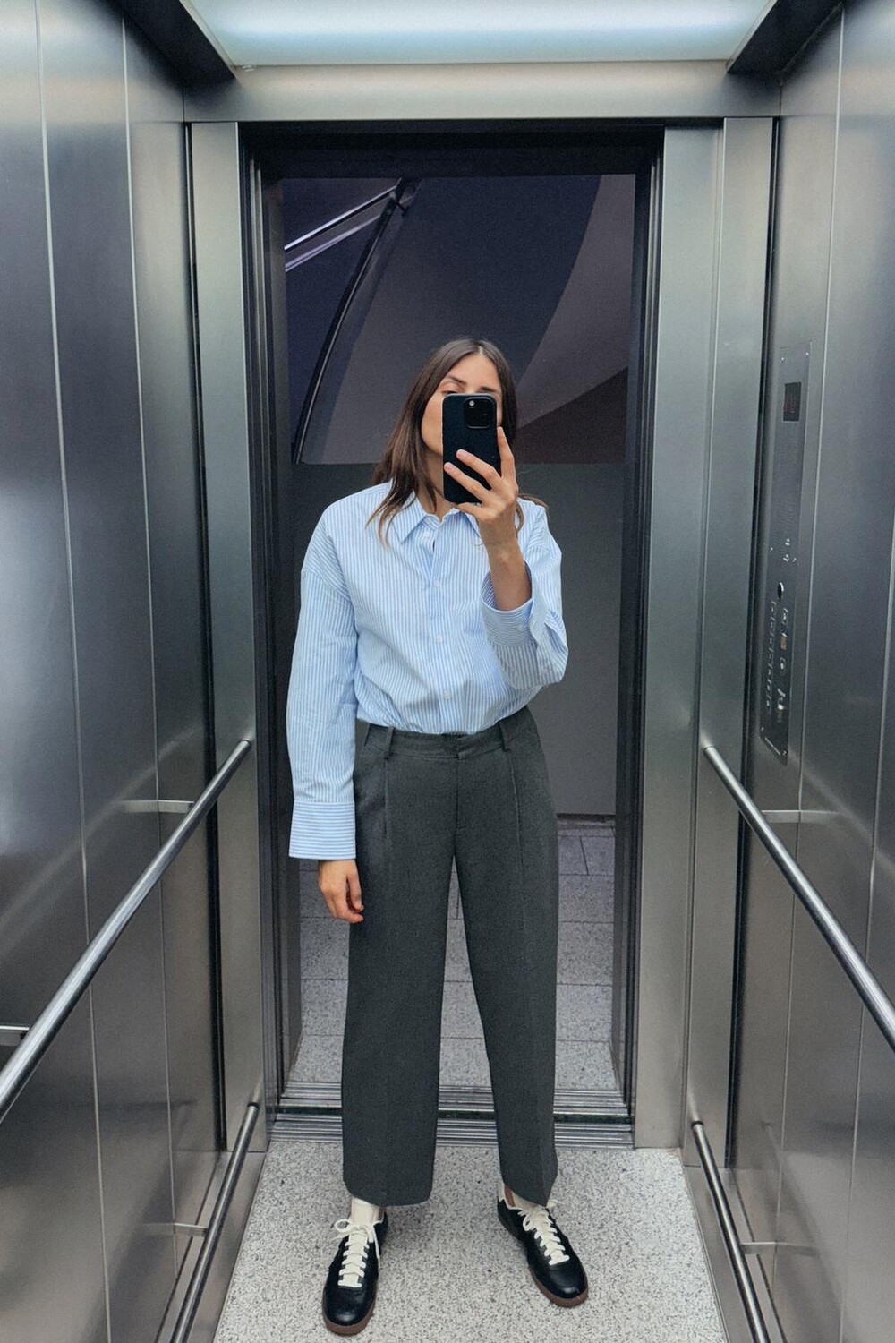 

Рубашка из хлопка оксфорд ZARA, экрю/синий