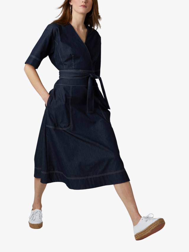 

Джинсовое платье с запахом с коротким рукавом Jasper Conran London, синий