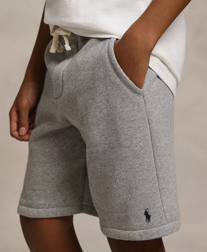 Большие мальчики Хлопковые флисовые шорты на резинке Polo Ralph Lauren, серый — фото 3