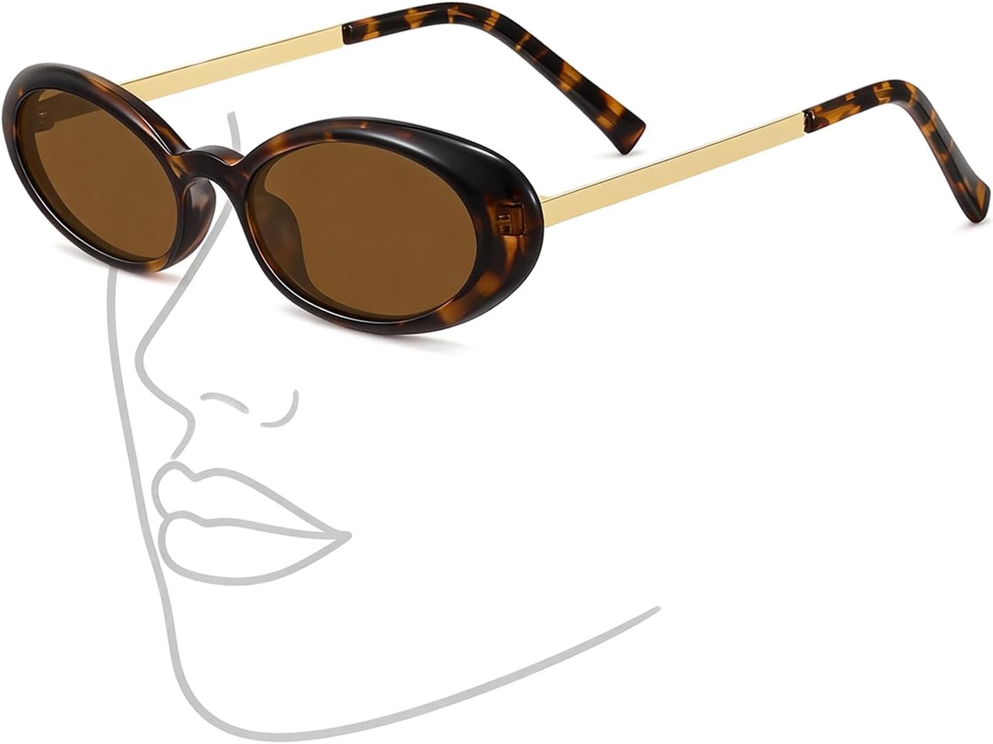 

Ретро-солнцезащитные очки овальной формы для женщин, модные винтажные очки в стиле 90-х и 2000-х, маленькие, узкие, с защитой от УФ-излучения Fozono, Brown Lens Tortoise Frame
