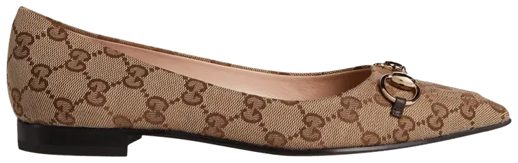 Кроссовки Gucci Wmns Slingback Ballet Flat 'GG Canvas - Beige Ebony', желто-коричневый