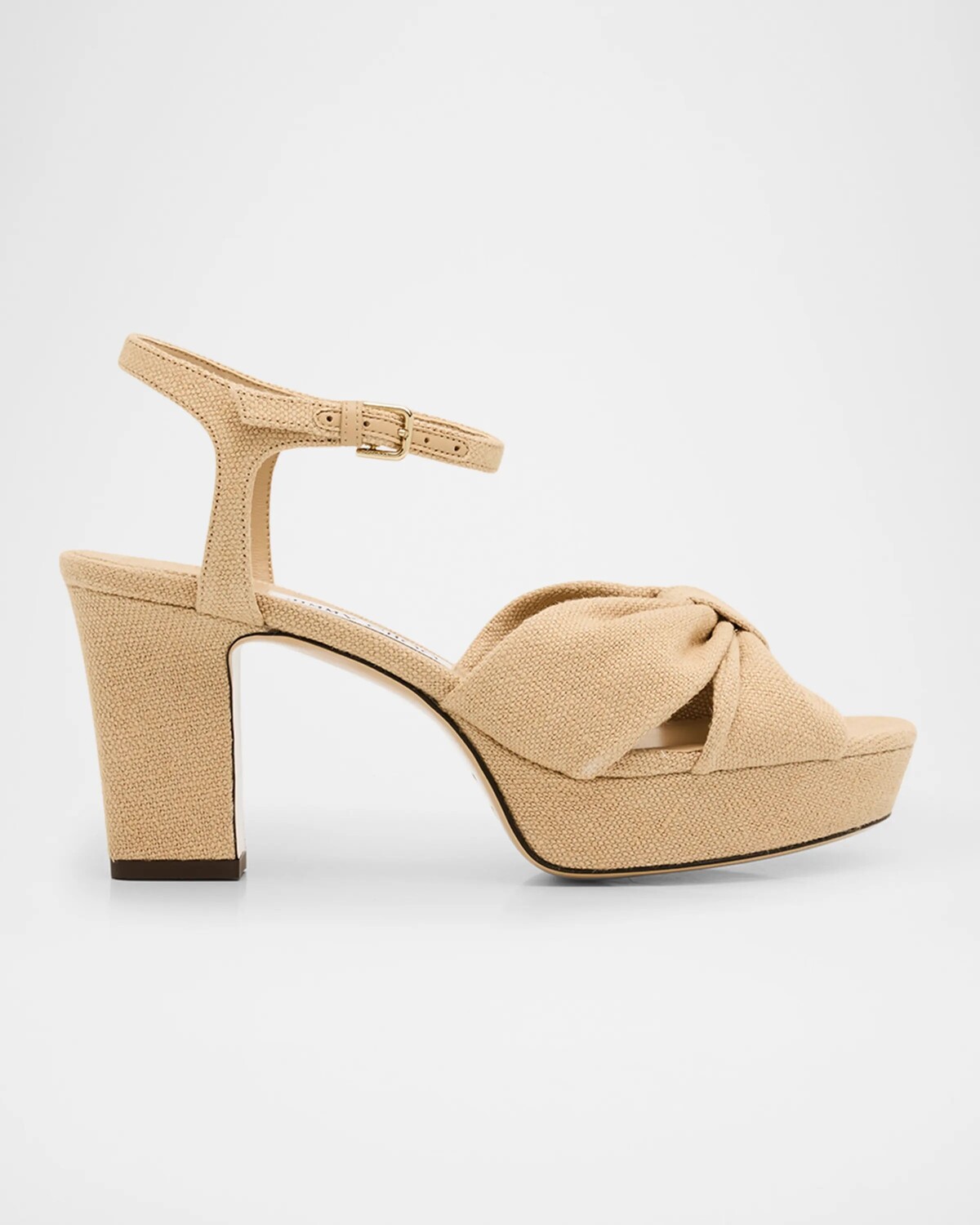 Босоножки Heloise на платформе с льняным узлом Jimmy Choo, цвет Ballet Pink