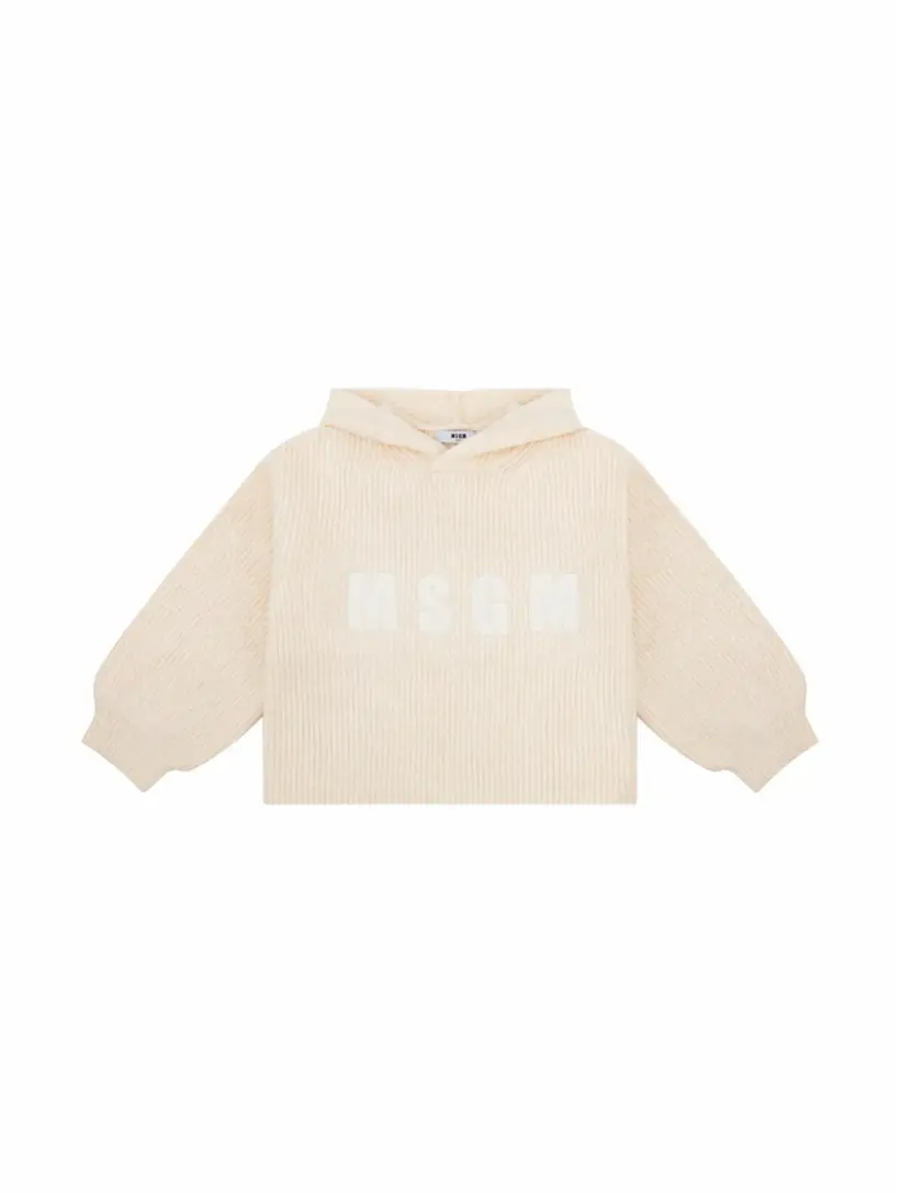

Вязаное худи с логотипом MSGM, бежевый