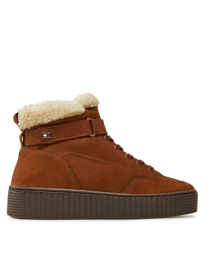 Ботинки Tommy Hilfiger Faux Fur Nubuck Low Lace-Up FW0FW08172, коричневый