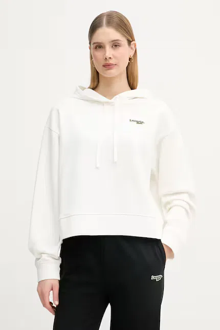 Худи Lacoste женская бежевая с капюшоном