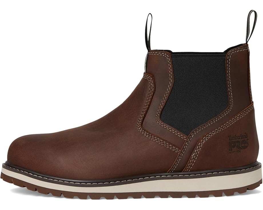 Мужские ботинки челси Timberland PRO Irvine кожаные с контрастной строчкой, коричневый — фото 4