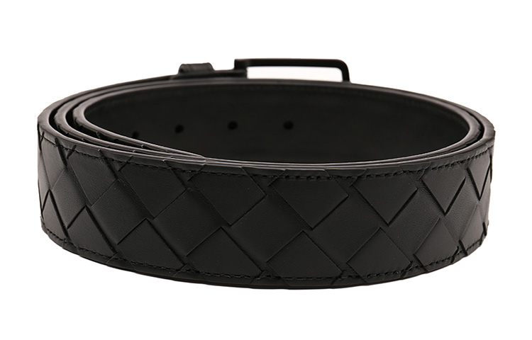 Bottega Veneta Кожаный ремень из коровьей кожи мужской шириной 3,5 см, Black — фото 4