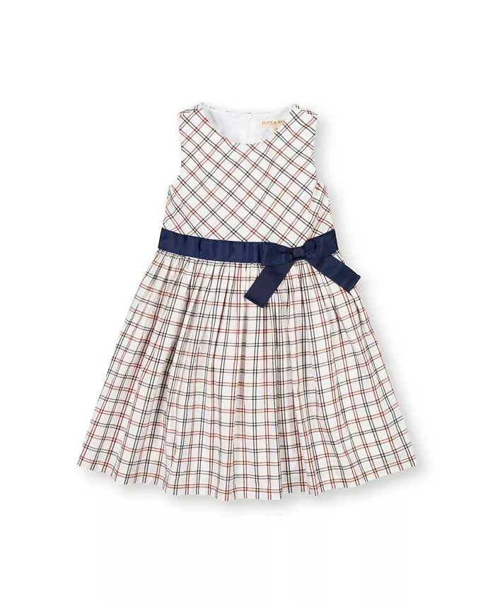 

Платье-сарафан без рукавов из эластичного поплина для девочек, органический хлопок Hope & Henry, белый