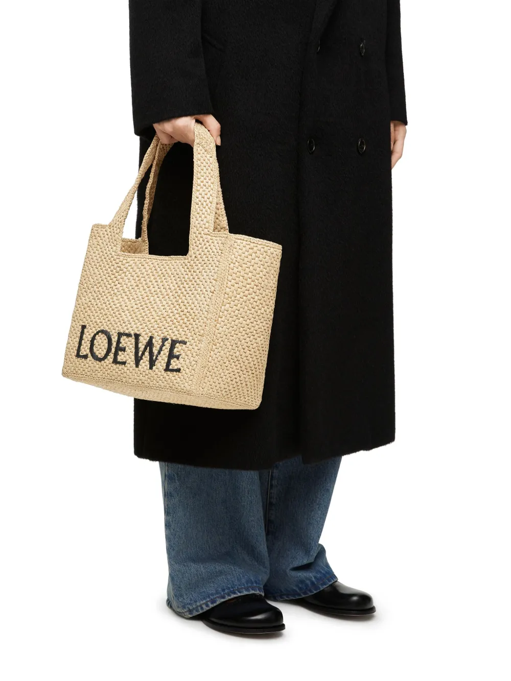 Средняя сумка LOEWE Font Tote из рафии, нейтральный — фото 2