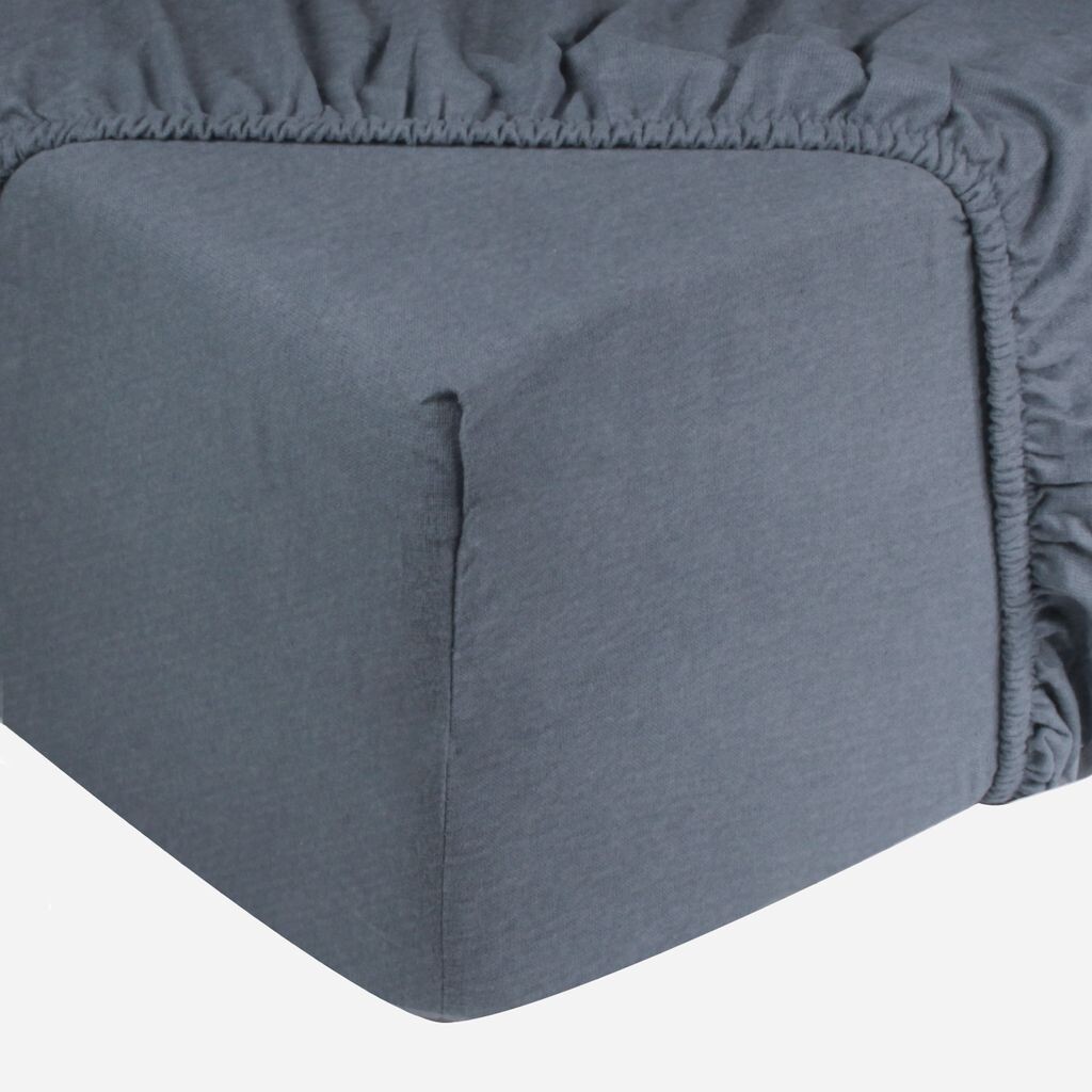 

Простыня DoubleDry 140х200см - 100% хлопок - простыня на подгонке - сертификат OEKO-TEX - планка 30см - синий меланж