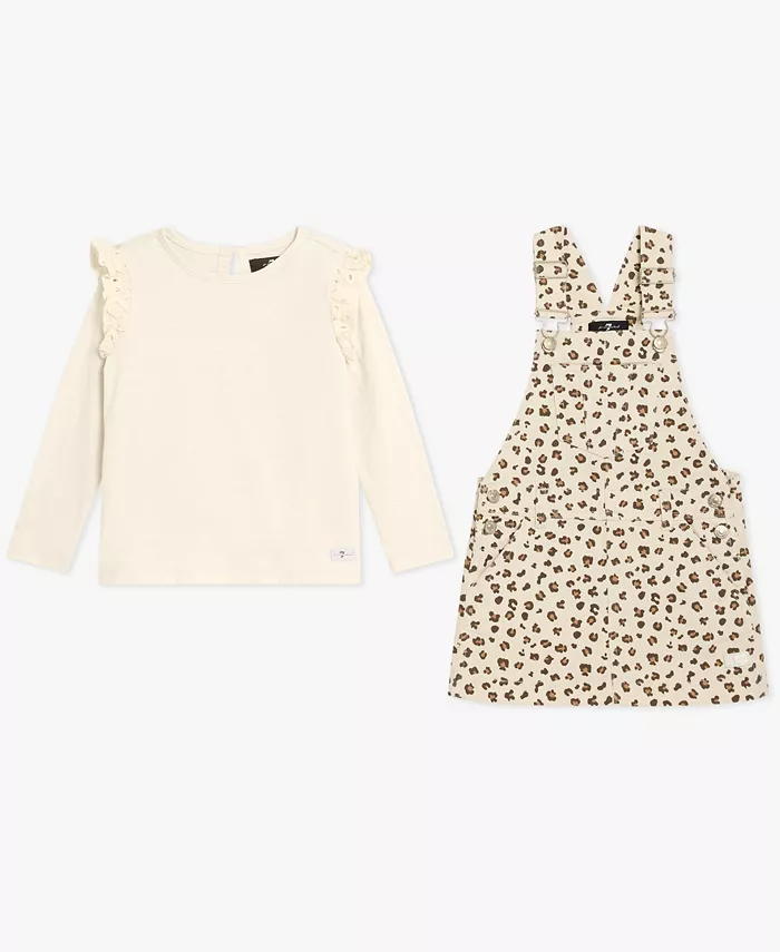 

Детский комплект для девочек: футболка и джемпер 7 For All Mankind, загар/бежевый