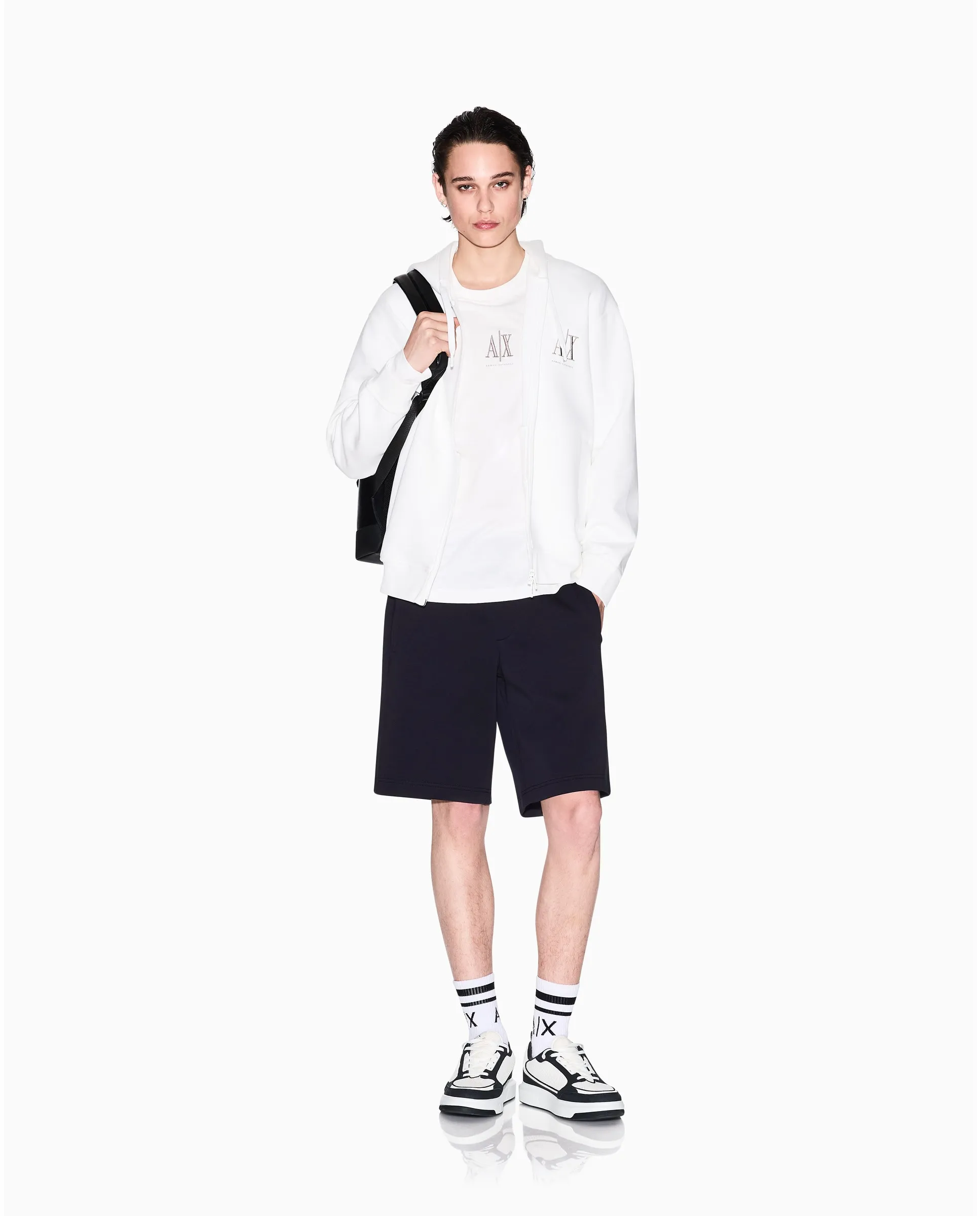 

Мужские однотонные флисовые шорты ICON Armani Exchange, темно-синий