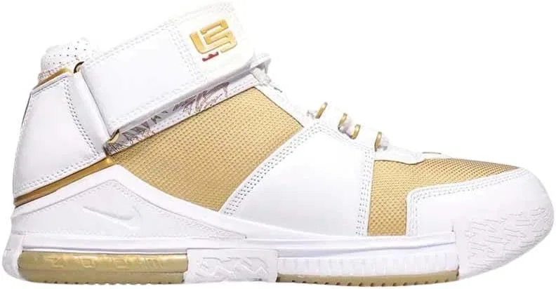 Мужские кожаные кроссовки Nike Sportswear Zoom Lebron II, White Metallic Gold