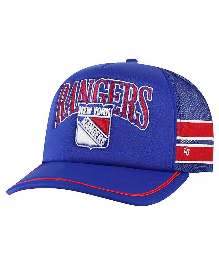 

47 брендовая мужская синяя кепка Trucker Snapback с полосками по бокам New York Rangers '47 Brand, синий