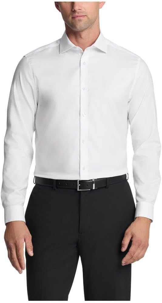 

Мужская рубашка Calvin Klein, облегающая, нескользящая, однотонная, White