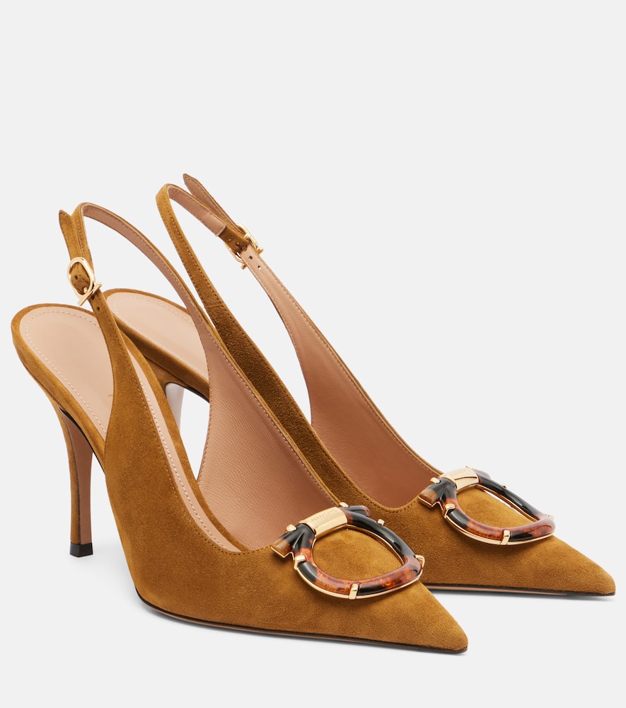 Туфли-лодочки Sara на ремешке из замши Ferragamo, Ginger/Amaretti