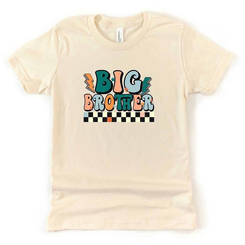 

Молодежная клетчатая футболка с короткими рукавами и рисунком Big Brother The Juniper Shop, цвет Cream