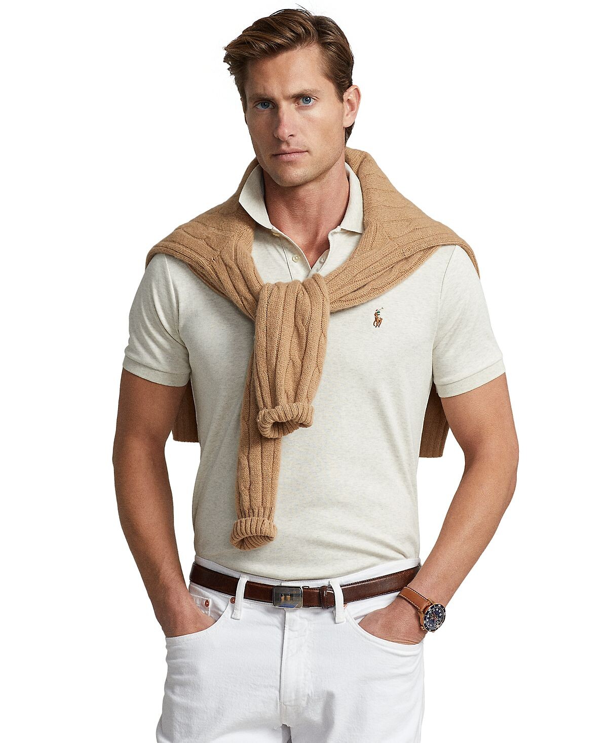 

Мужская рубашка-поло из мягкого хлопка приталенного кроя Polo Ralph Lauren