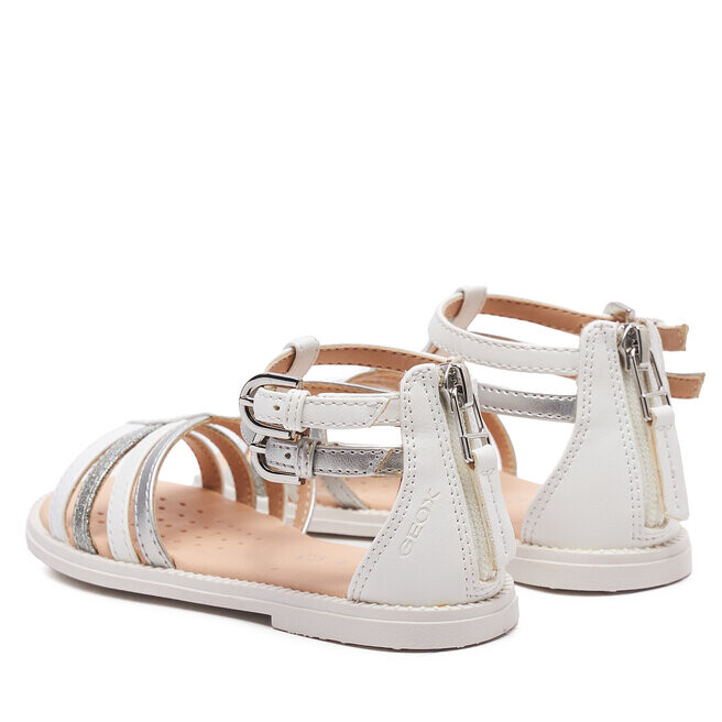 Сандалии Geox J Sandal Karly Girl J7235D 054AJ C1Z1N S White/Lt Silver, серебристый/белый — фото 3