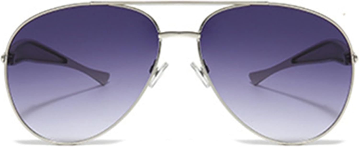 

bullabulling Ретро большие квадратные солнцезащитные очки для женщин и мужчин, винтажные очки-пилот, классические большие металлические солнцезащитные очки, Silvery Gradient