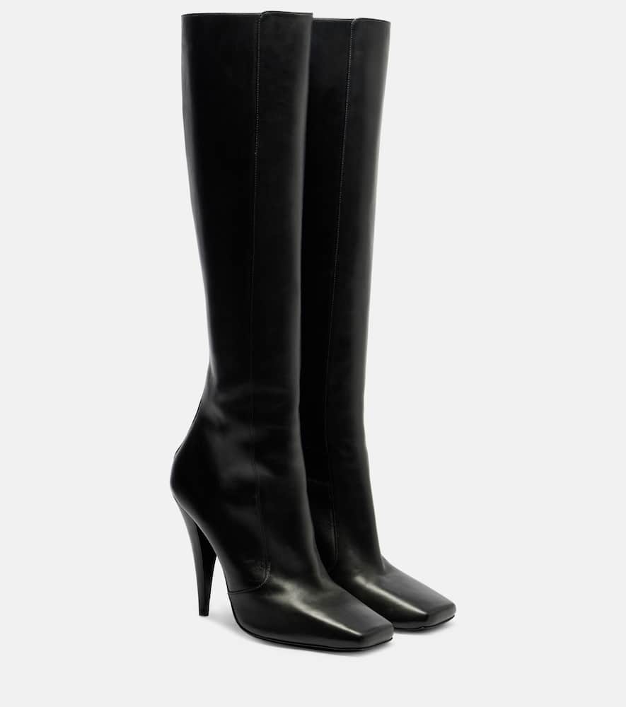 Кожаные ботинки до колена с квадратным мысом Givenchy, Black