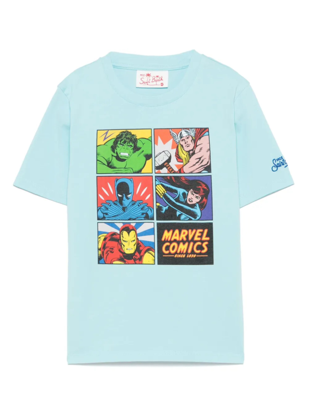 

Футболка с мультяшным принтом MC2 Saint Barth Kids x Marvel Comics, синий