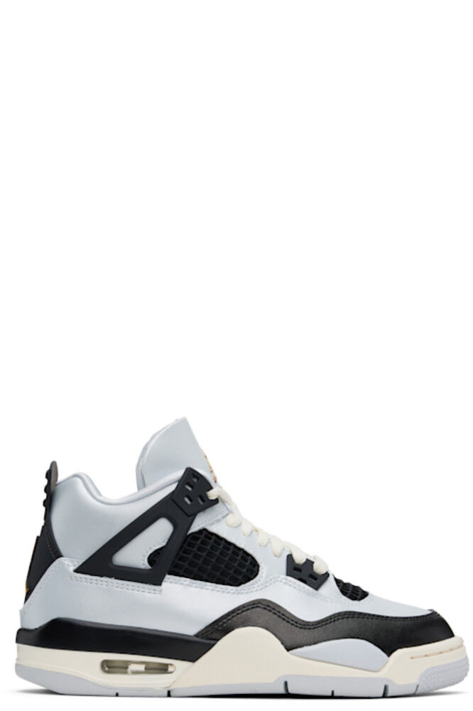

Большие детские серебристо-черные кроссовки Air Jordan 4 Nike Jordan