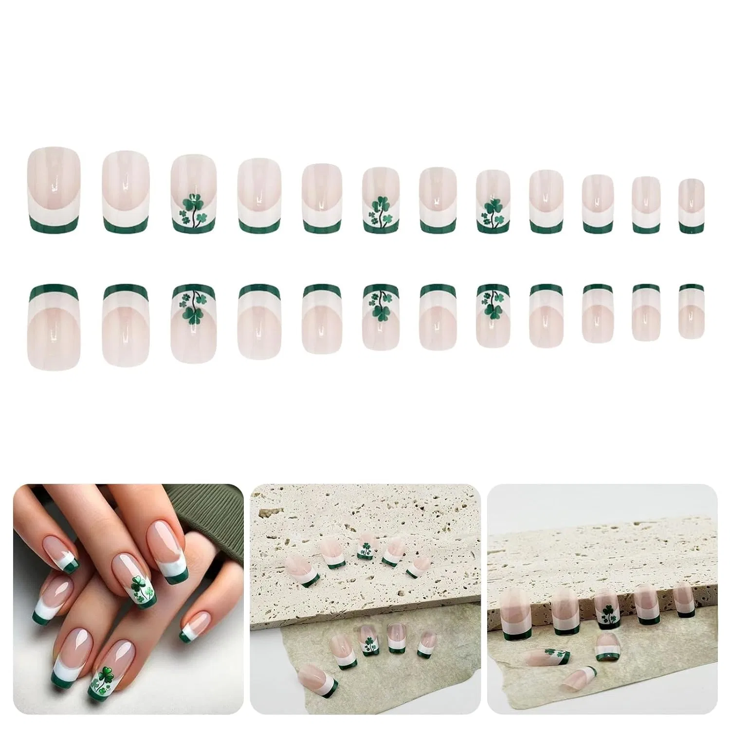 Накладные ногти «French Tip» на День Святого Патрика, 24 шт. Xingjyxzk — фото 2