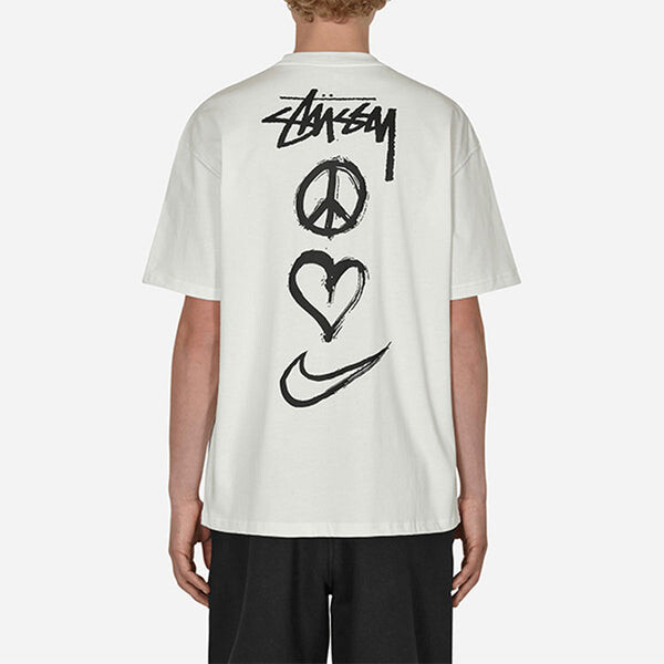 Футболка x stussy peace love swoosh t-shirt 'white' Nike, мультиколор — фото 4