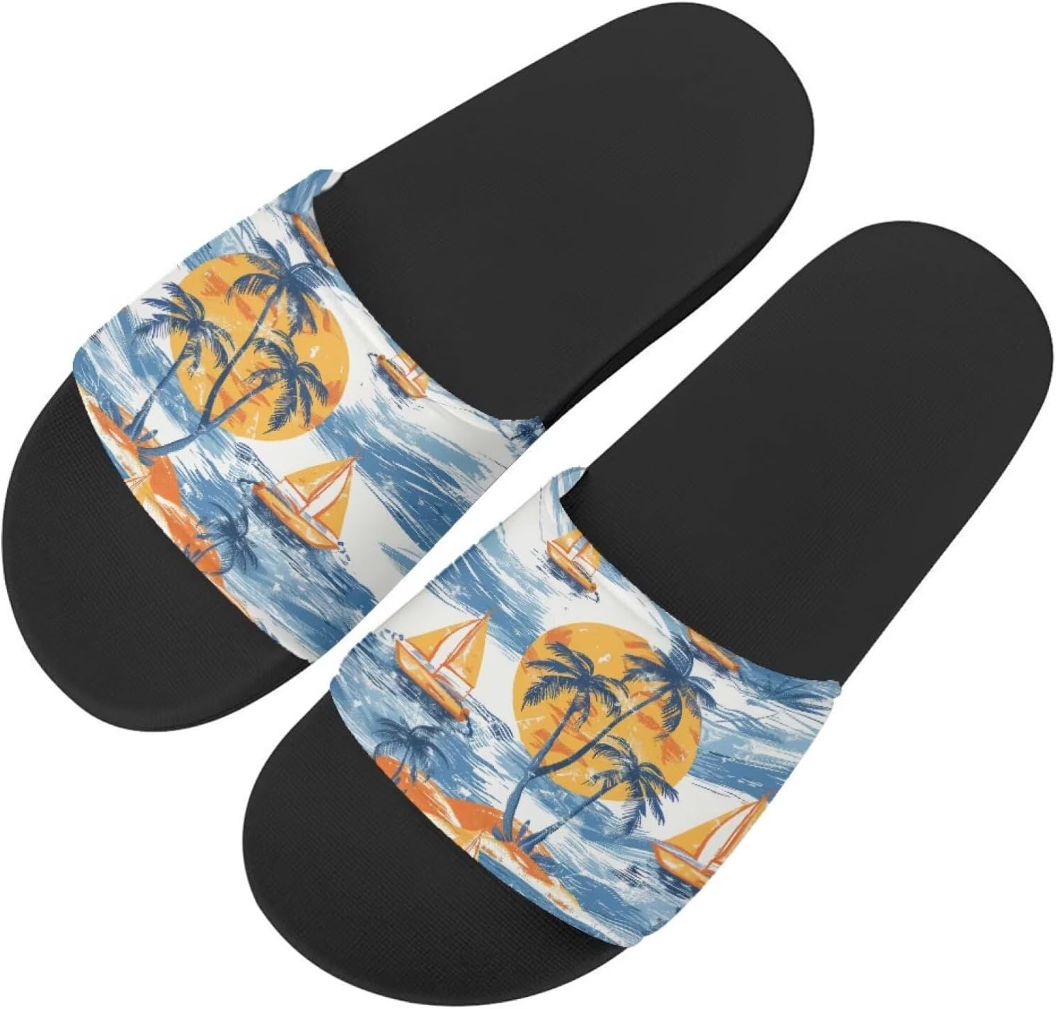 

Женские и мужские модные шлепанцы Binienty, нескользящие летние тапочки для ванной, дома, бассейна и пляжа, Beach Palm Tree