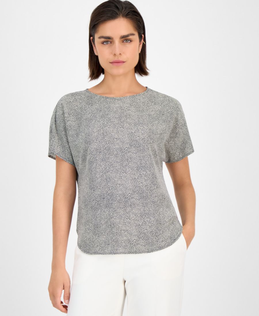 

Женская футболка с принтом, вырезом-лодочкой и короткими рукавами, размеры P/XXS-XXL Anne Klein, Anne White/Anne Black, Белый, Женская футболка с принтом, вырезом-лодочкой и короткими рукавами, размеры P/XXS-XXL Anne Klein, Anne White/Anne Black