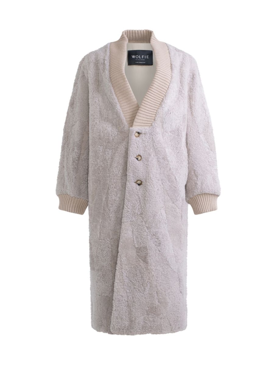 

Вязаный пуховик из овчины Made For Generations WOLFIE FURS, песочный
