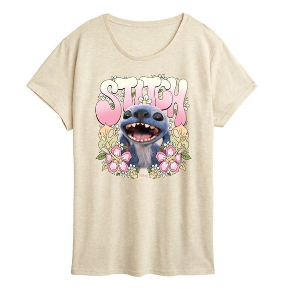 

Футболка женская Lilo & Stitch с цветочным принтом Disney, бежевый