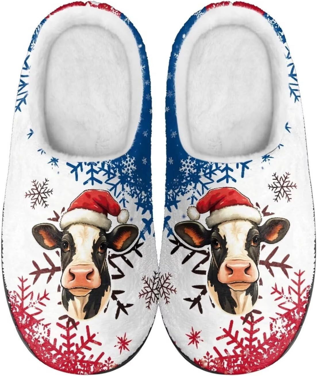 

Мужские и женские плюшевые тапочки, фланелевые теплые мягкие уютные тапочки, домашняя обувь для спальни/улицы, размеры 3-15 Zcfygdx, Christmas Snowflake Cow Print