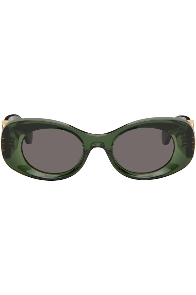 

Loewe Зеленые солнцезащитные очки с овальными скошенными краями, макси-анаграмма